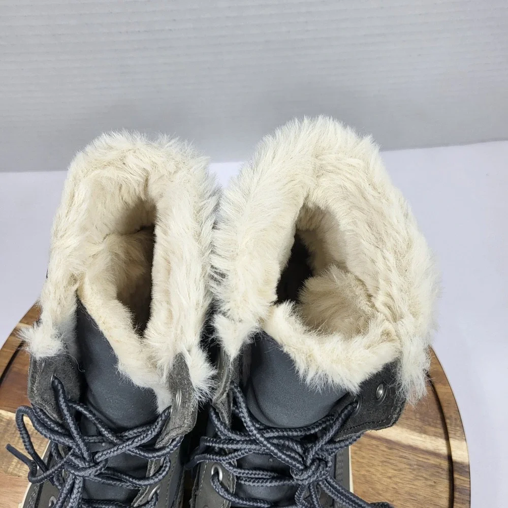 Timberland Women's Skyla Bay A2J7X Grey Faux Fur Fold‎ Down Sneaker Boots Size 6